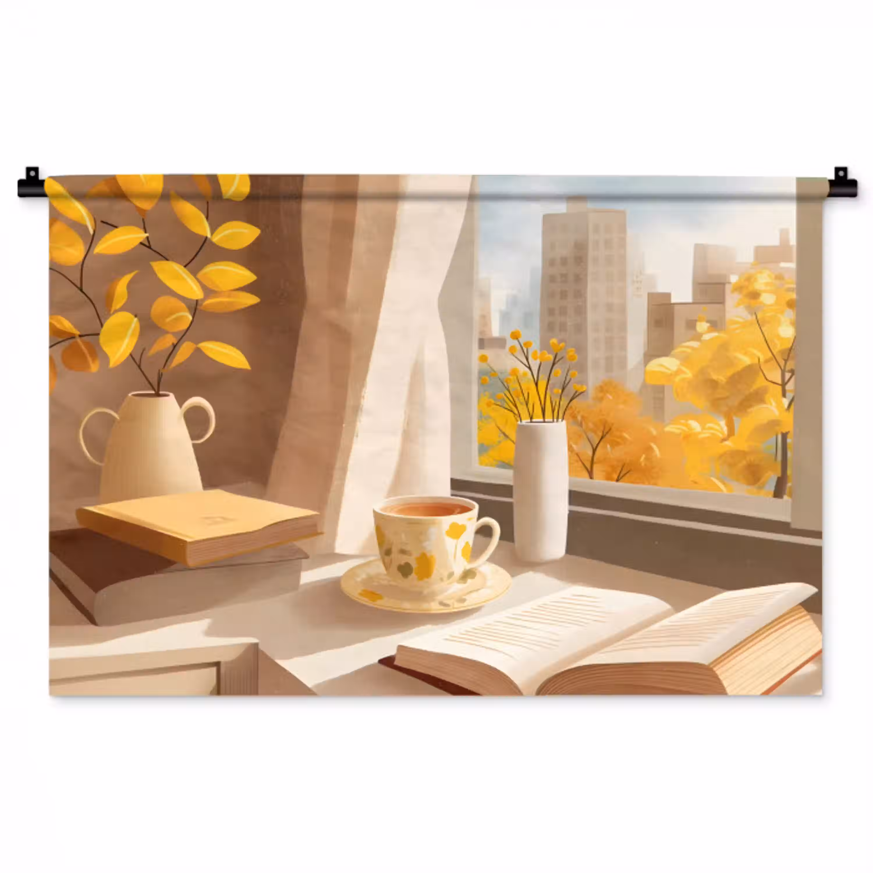 Thee - Boek - Thee - Herfst Wandkleed katoen middel -zz3d