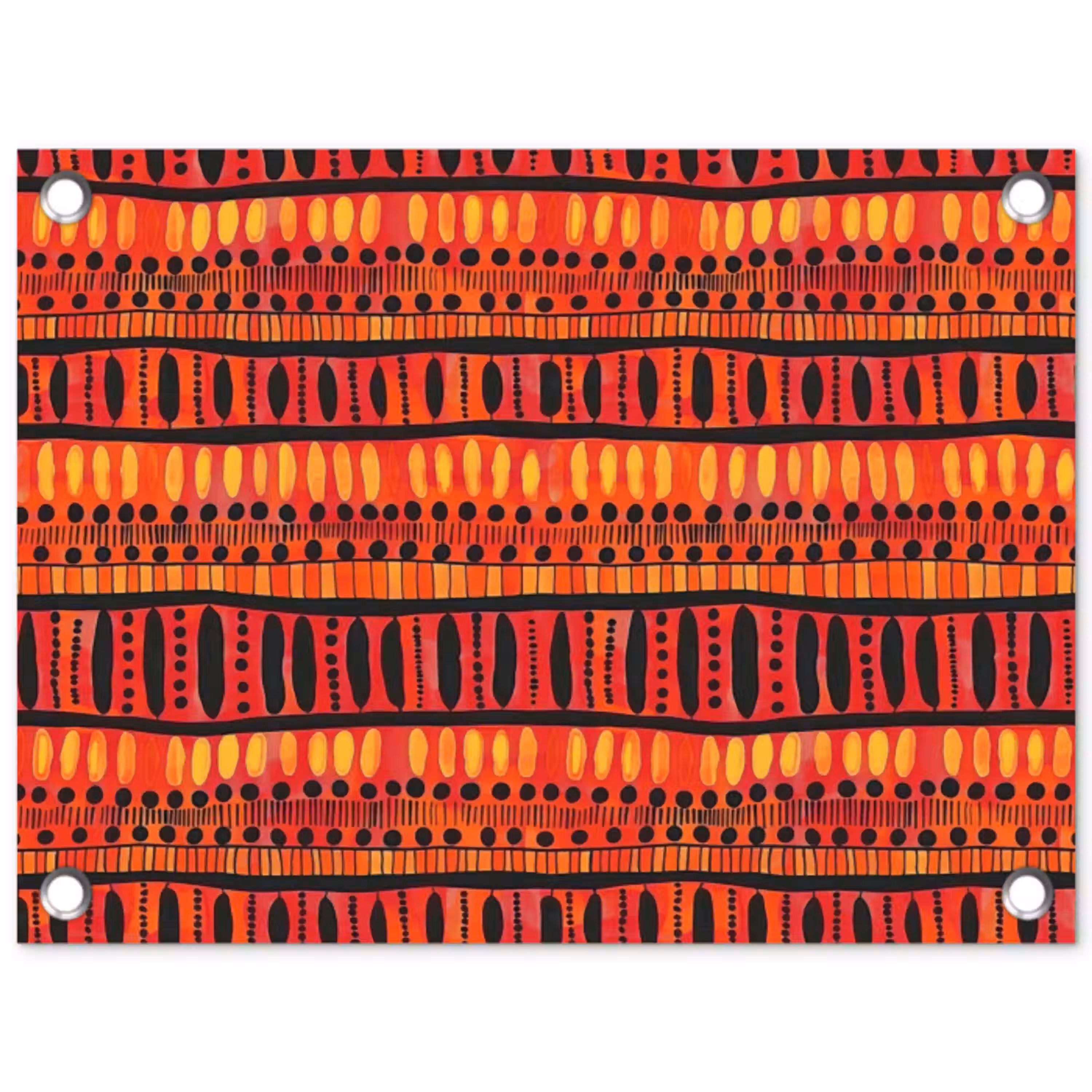 Rood - Oranje - Etnisch - Expressief - Patroon tuinposter los doek klein 239 -3d