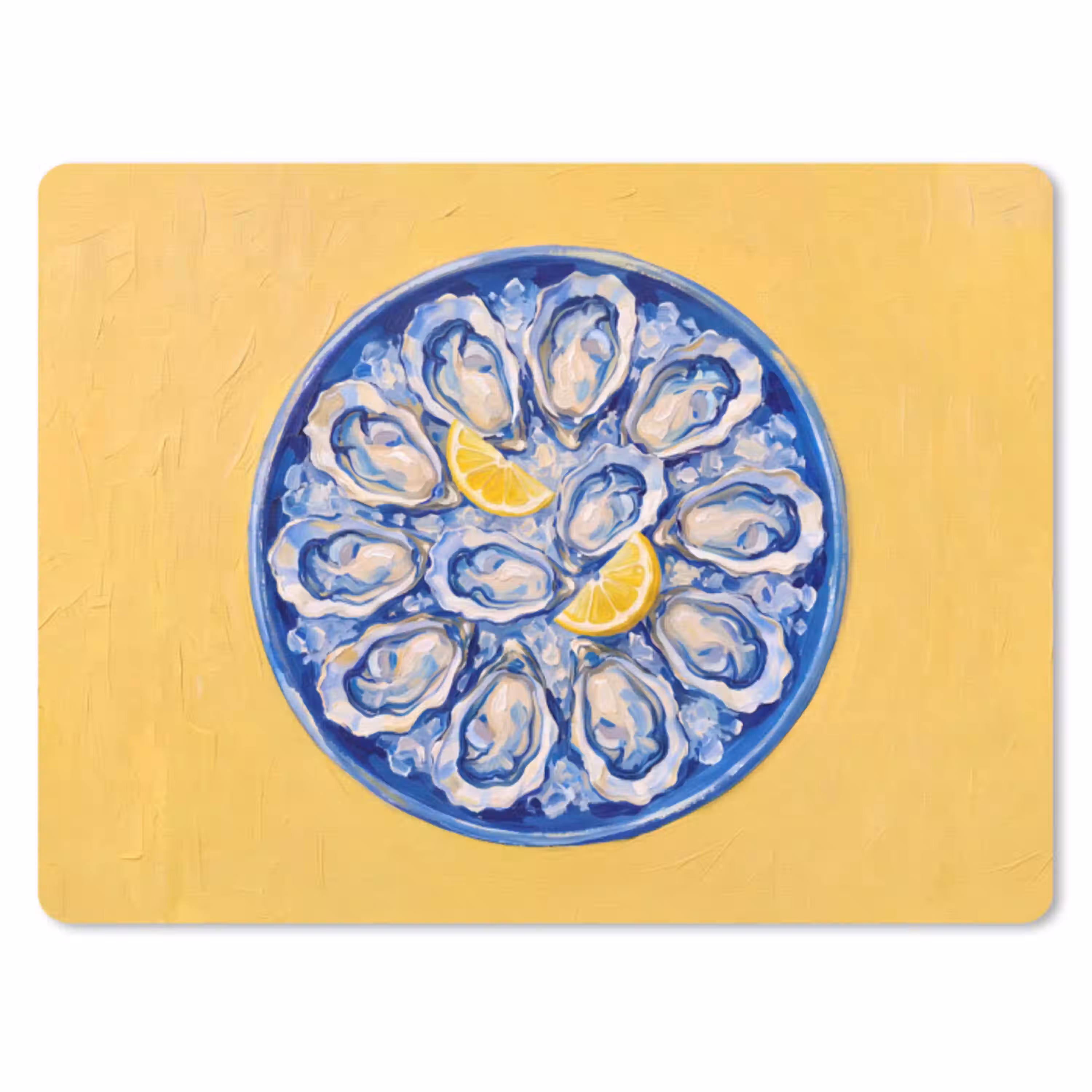 Oesters - Citroen - IJs - Modern - Geel muismat rubber klein -3d