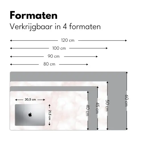 Wolkenstructuur - Roze - Marmer Muismat XXL klein 681 -sfeer5