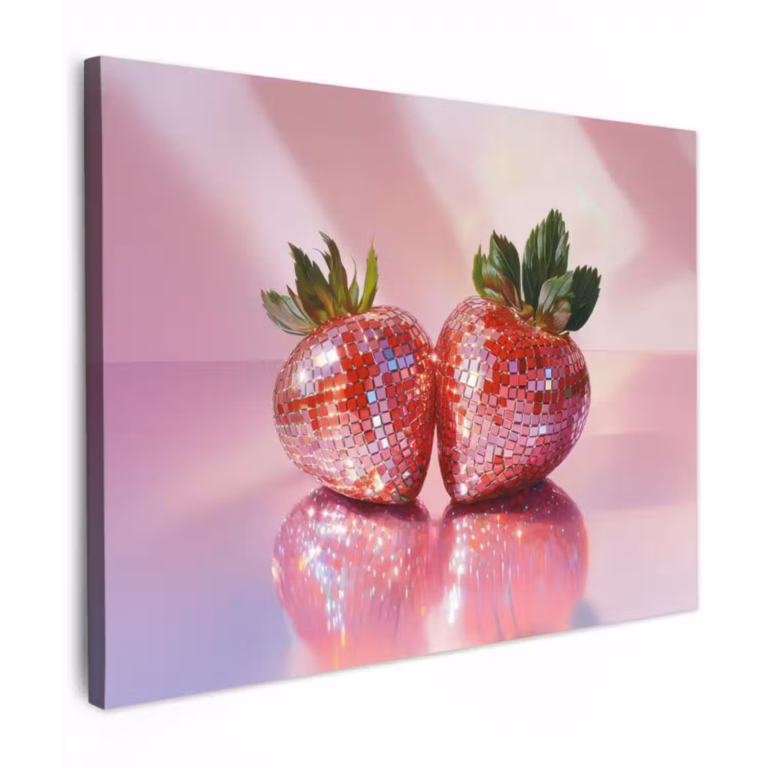 Leinwandbild - Disco - Obst - Glitzer - Erdbeere