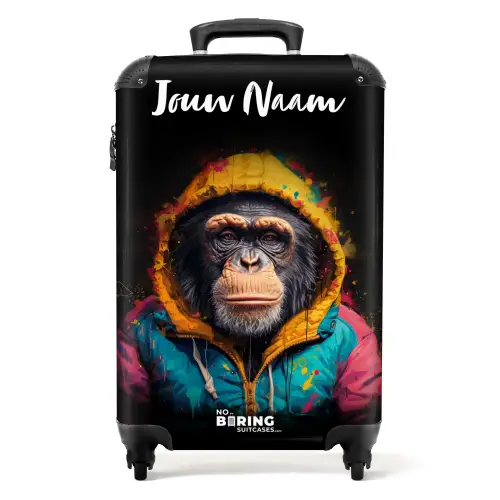 Aap met Kleurrijk Vest NBS - Handbagage koffer - Kinderen Unisex middel -productfoto_recht