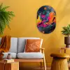 Abstract - Graffiti - Kleurrijk - Verfspatten Wandcirkel Ovaal Forex klein -sfeer4