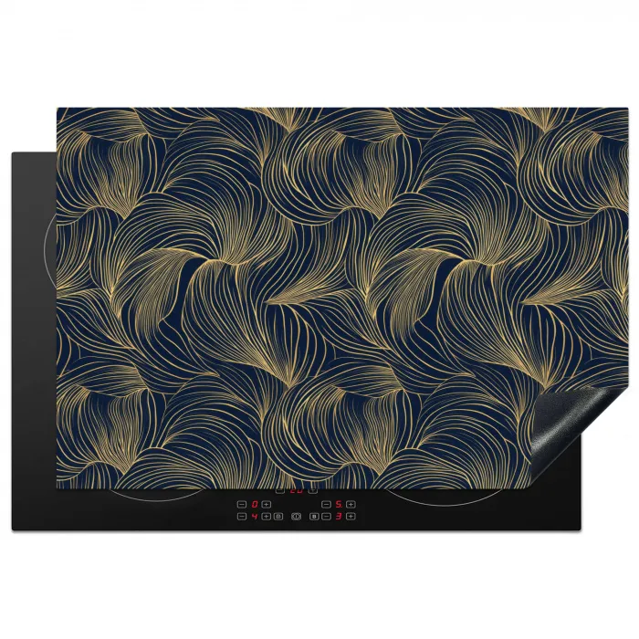 Abstract - Lijnen - Blauw - Goud Inductie beschermer vinyl 3mm klein 276 -3d