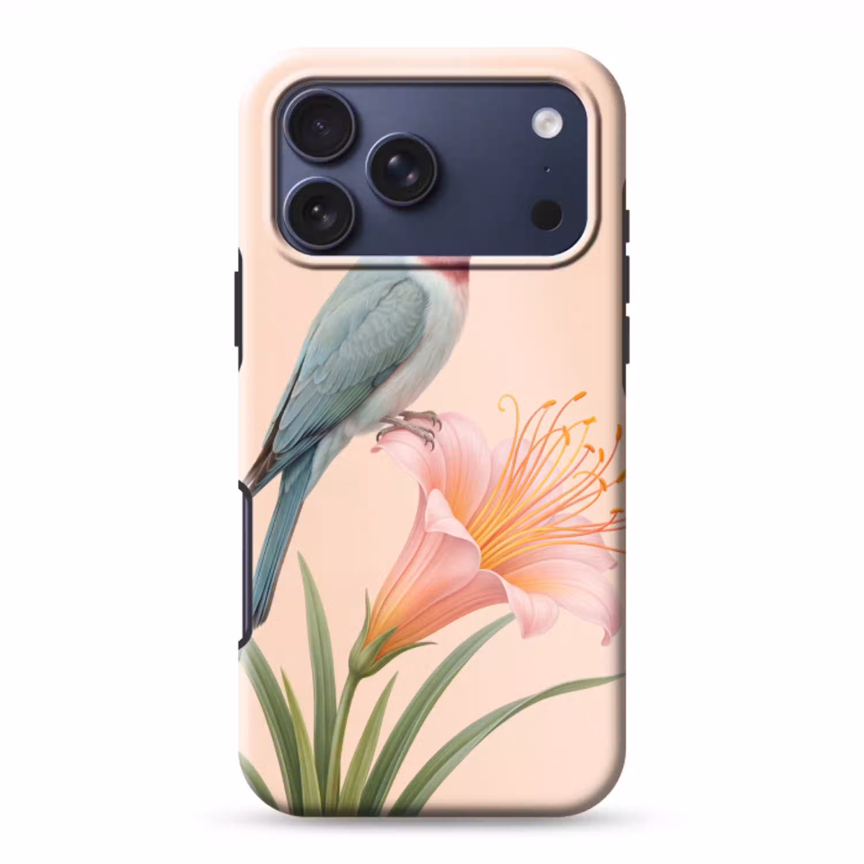 Vogel - Bloem - Natuur - Roze Toughcase MagSafe Apple iPhone 17 Pro Max klein -3d