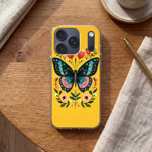 Bloemen - Kleurrijk - Vlinder - Sierlijk Telefoonhoesje iPhone 17 Pro klein -sfeer1