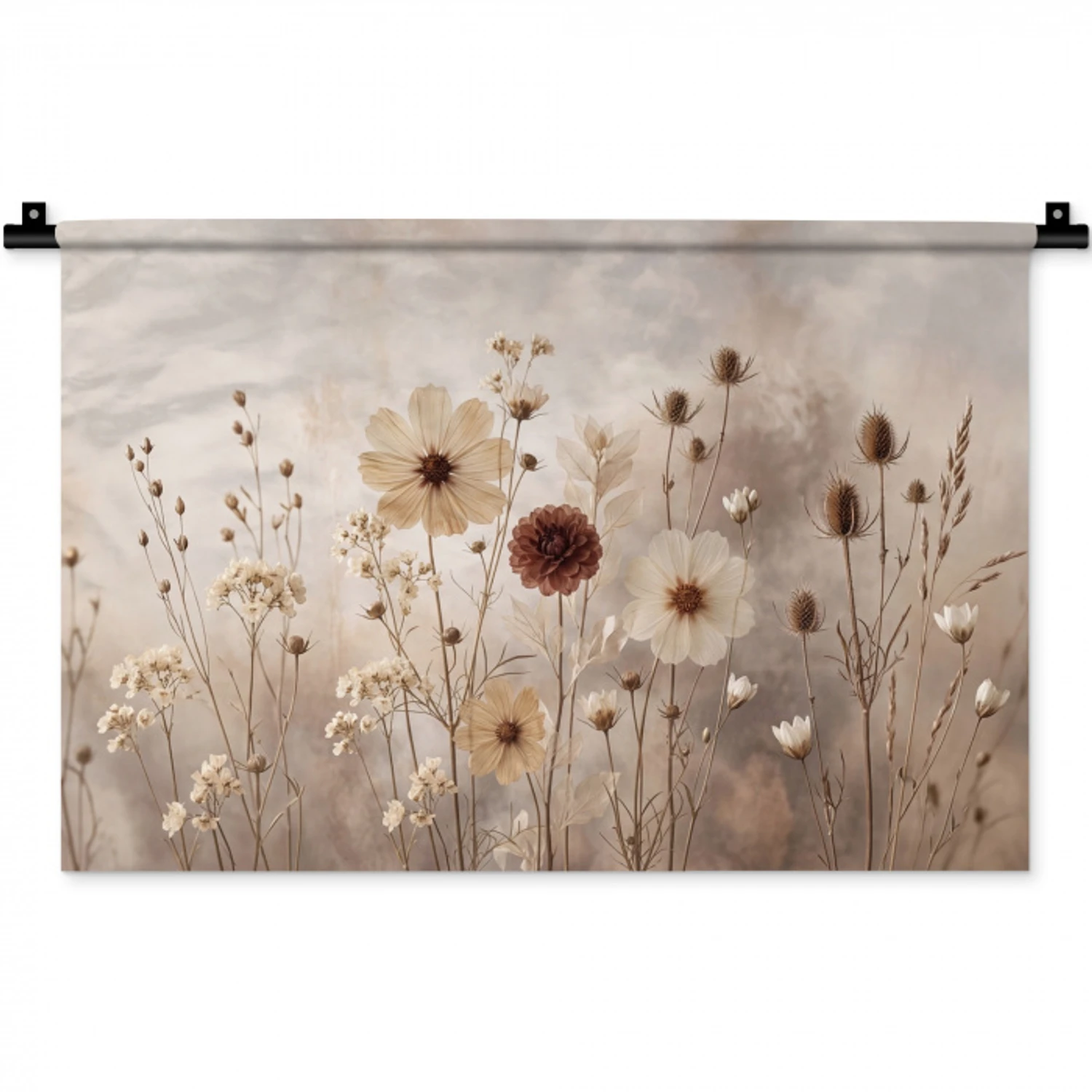 Wilde bloemen - Botanisch - Vintage - Natuur - Rustiek Wandkleed katoen klein -zz3d