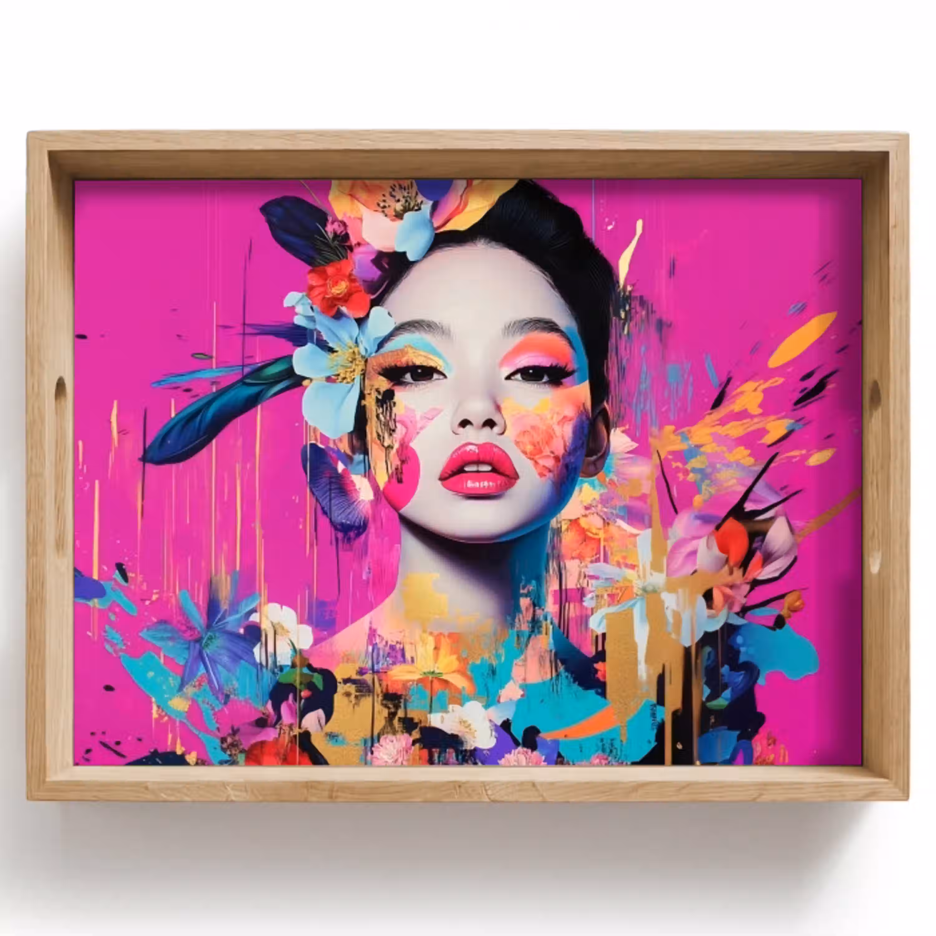 Vrouw - Portret - Abstract - Paars Dienblad Rechthoek middel -z3d_shopping