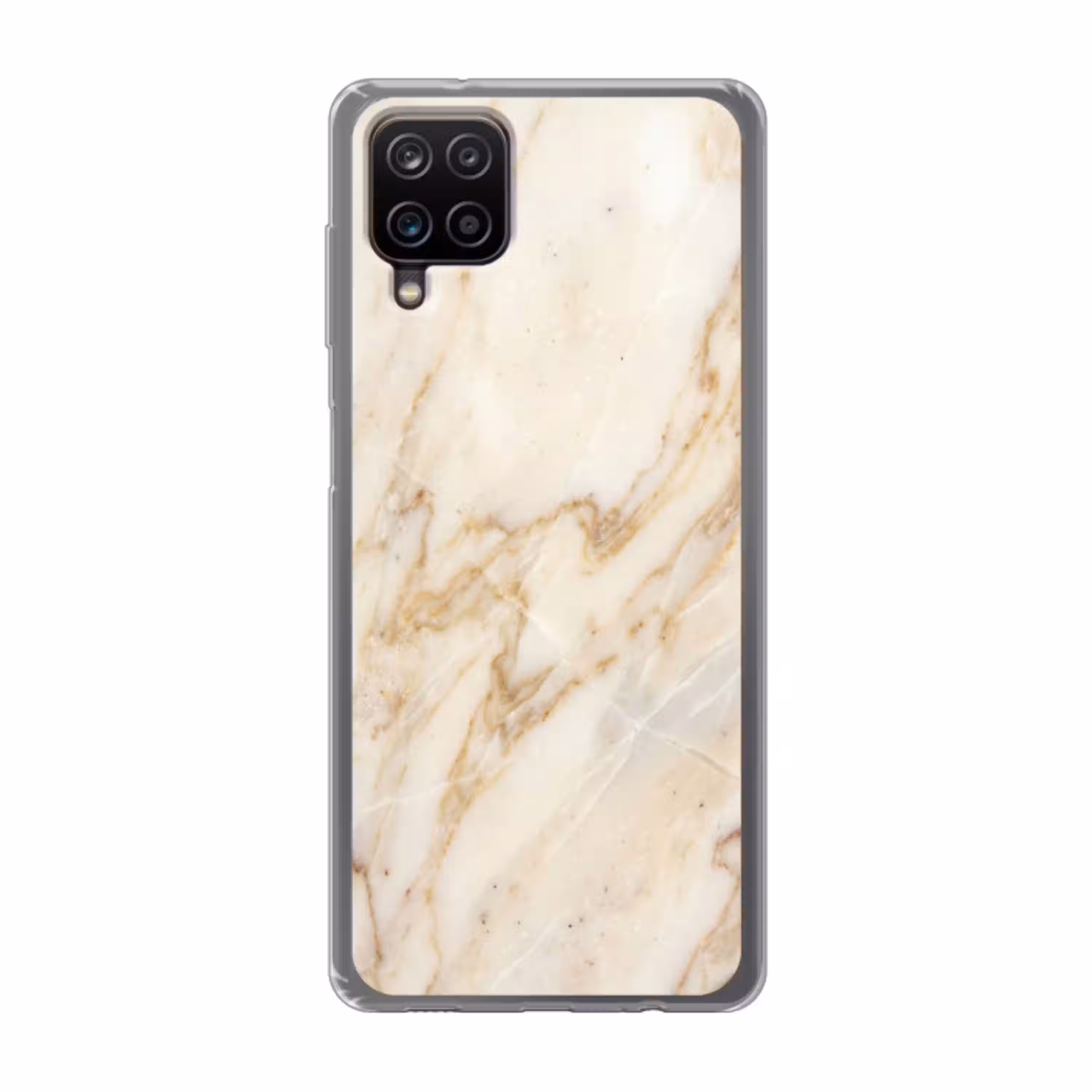 Marmer - Ader - Abstract - Wit - Goud Telefoonhoesje Samsung Galaxy A12 klein -3d