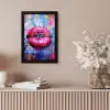 Graffiti - Lippen - Felroze - Geschilderd fotolijst zwart zonder passe partout klein -sfeer5