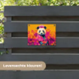 Kimono - Roze - Panda - Bloemenkroon tuinposter los doek klein -sfeer3