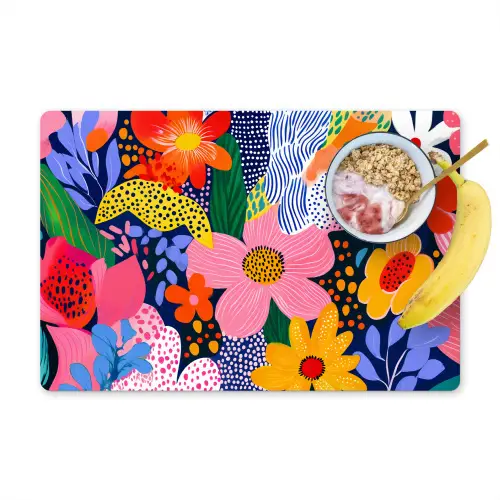 Kleurrijk - Bloemen - Abstract - Stippen Placemat vinyl groot -zzzproduct_Kitchenyeah-website