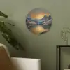 Berglandschap met Gouden Zonsondergang Akoestische PET Vilt - Rond klein -sfeer2
