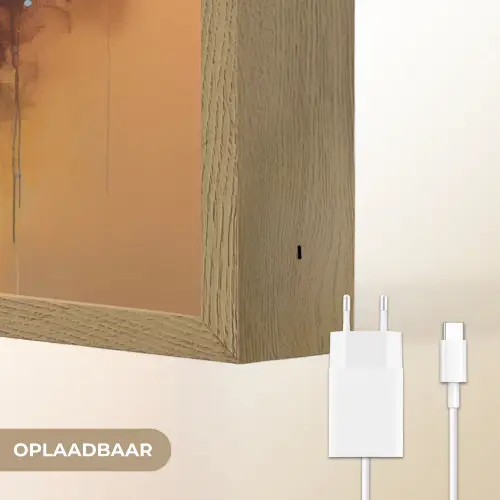 Giraf - Bruin - Abstract - Geschilderd Light Box met batterij (Wandlamp) middel -USP_websiteoplaadbaarNL