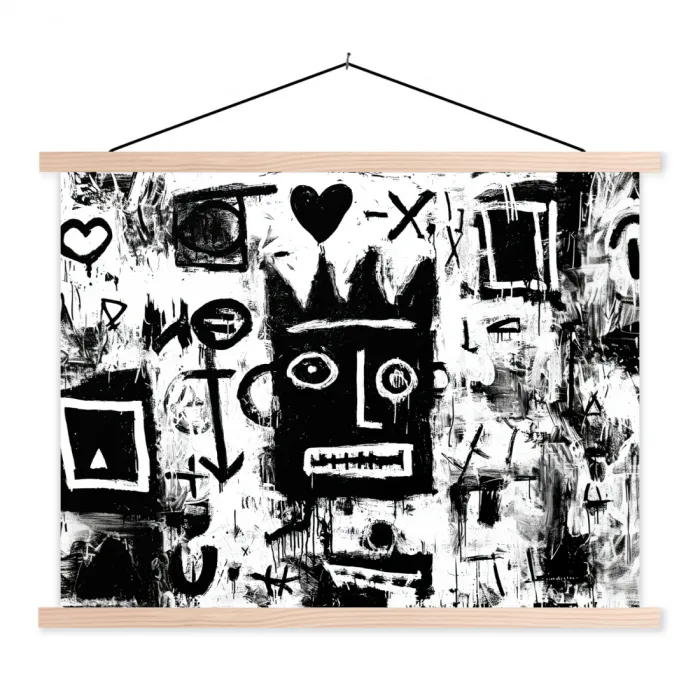 Vormen - Gezocht - Zwart - Abstract textielposter latten blank klein -3d