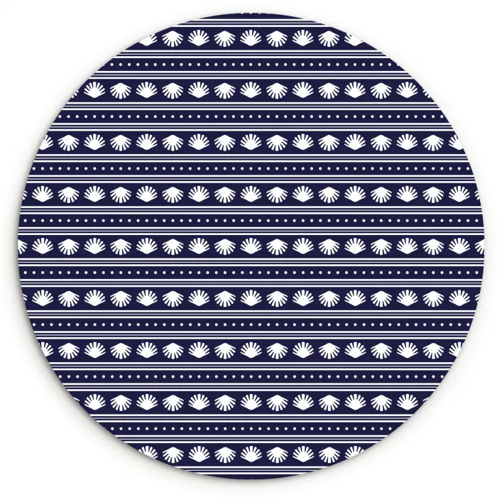 Schelp - Nautisch - Blauw - Wit Wandcirkel kunststof plaat 5mm dik klein 188 -3d
