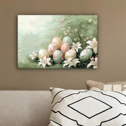 Paaseieren - Pasteltinten - Bloemen canvas 2cm klein -sfeer3