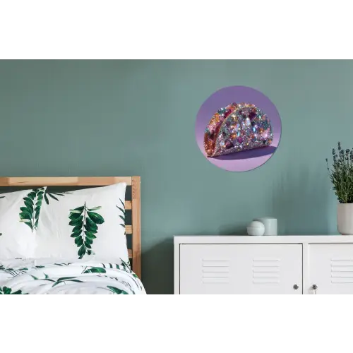 Edelstenen - Glitters - Paars - Kleurrijk Wandcirkel aluminium klein -slaapkamer