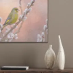 Groenling - Katjes - Lente - Natuur - Zacht PET vilt klein -sfeer6_closeup