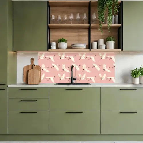Modern - Kraanvogels - Roze keuken achterwand 2 middel 871 -sfeer3