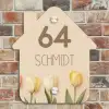 Gekleurde tulpen beige achtergrond - Modern Naambord Huisje klein -sfeer6