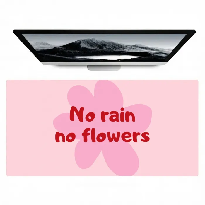 No rain no flowers - Bloem - Roze Muismat XXL klein -zzz3d