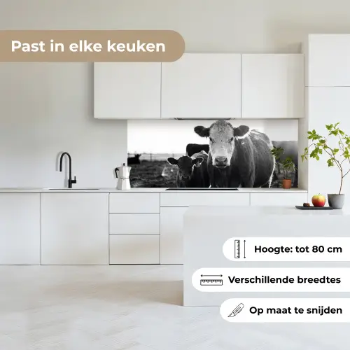Koeien - Zwart - Wit keuken achterwand 2 middel -sfeer4_NL