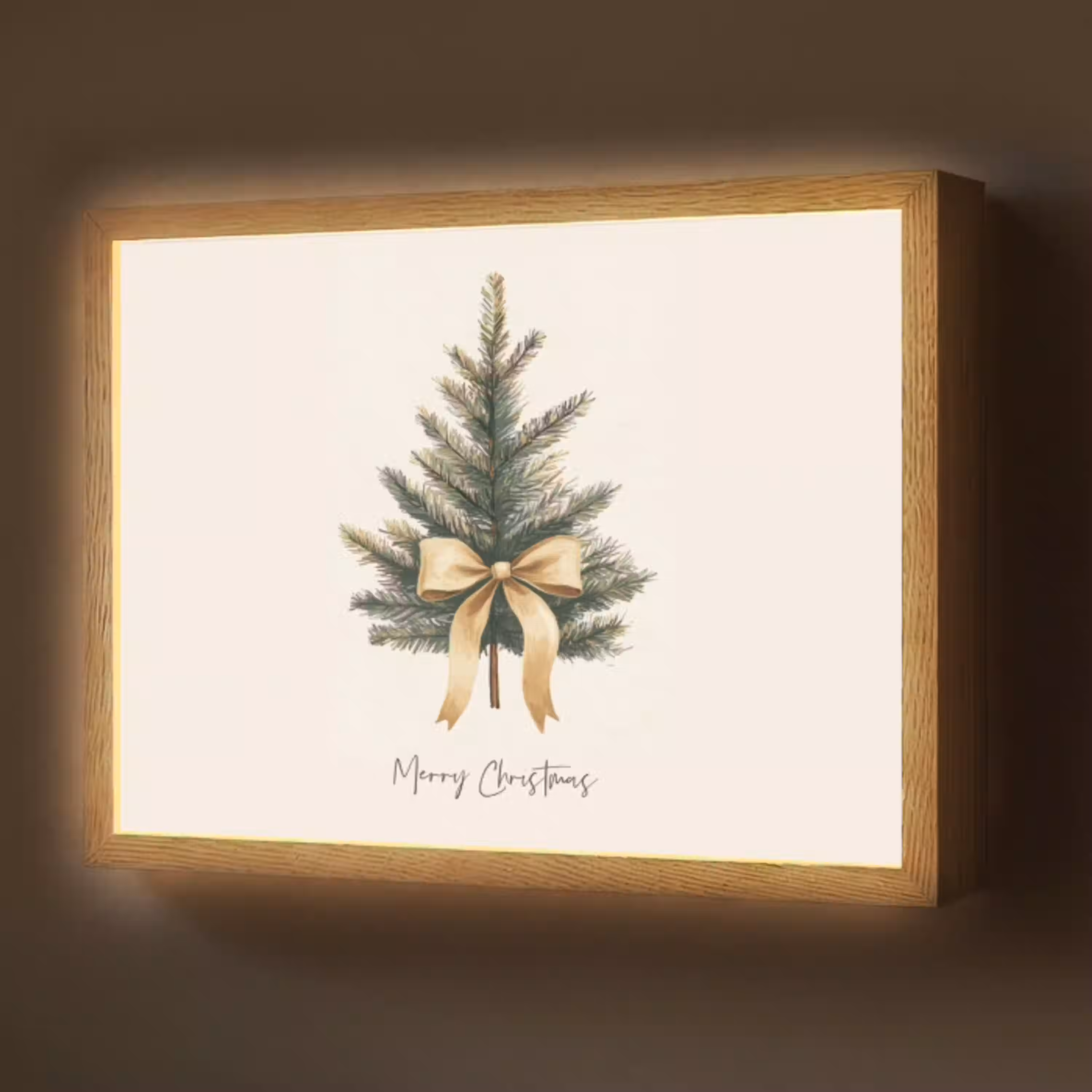 Kerstboom - Kerst - Merry Christmas - Beige Light Box met batterij (Wandlamp) middel -z3d_website