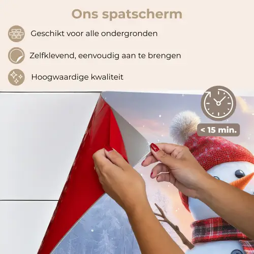 Sneeuwpop - Zonsondergang - Wit keuken achterwand spatscherm klein -spatscherm_NL