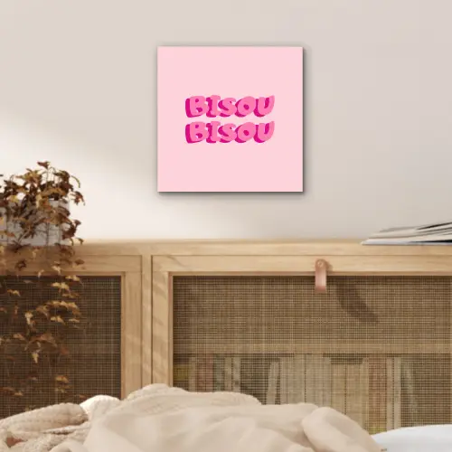 Bisou - Roze - Dikke letters aluminium wit klein -sfeer3