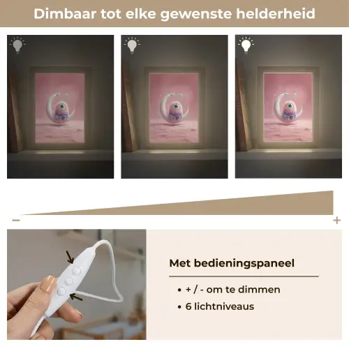Maan - Monster - Roze Light Box met kabel klein -USP_dimbaarNL