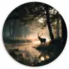 Hert - Bosbeek - Mystiek Wandcirkel kunststof plaat 5mm dik klein -3d