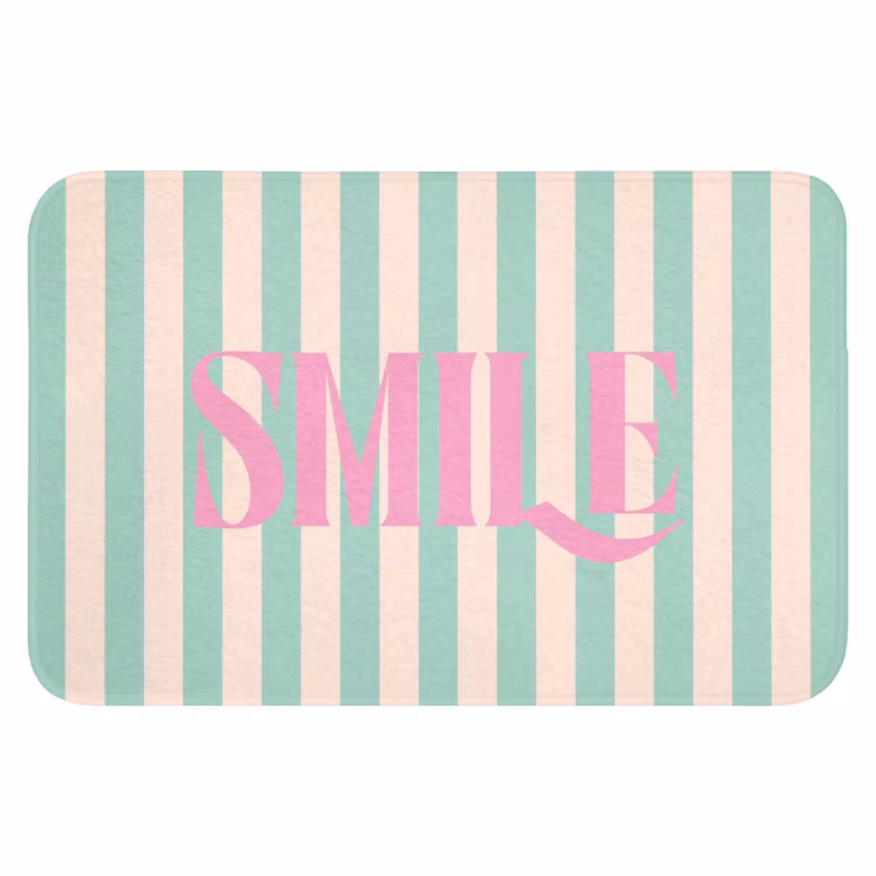 Roze - Groen - Strepen - Smile WCmat klein -3d