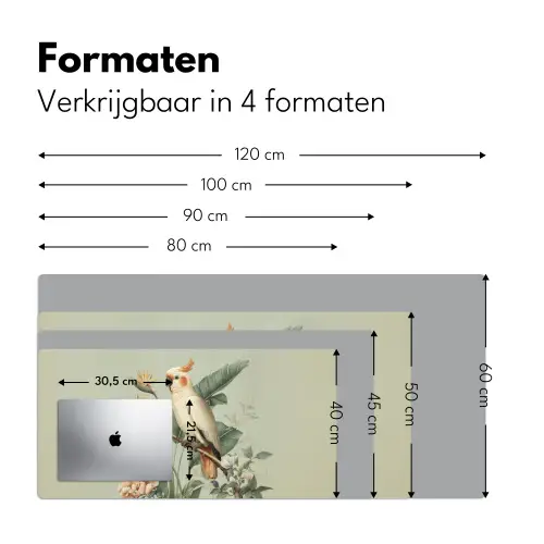 Gele kuifkaketoe - paradijsvogelbloemen - Groen Muismat XXL klein -sfeer5