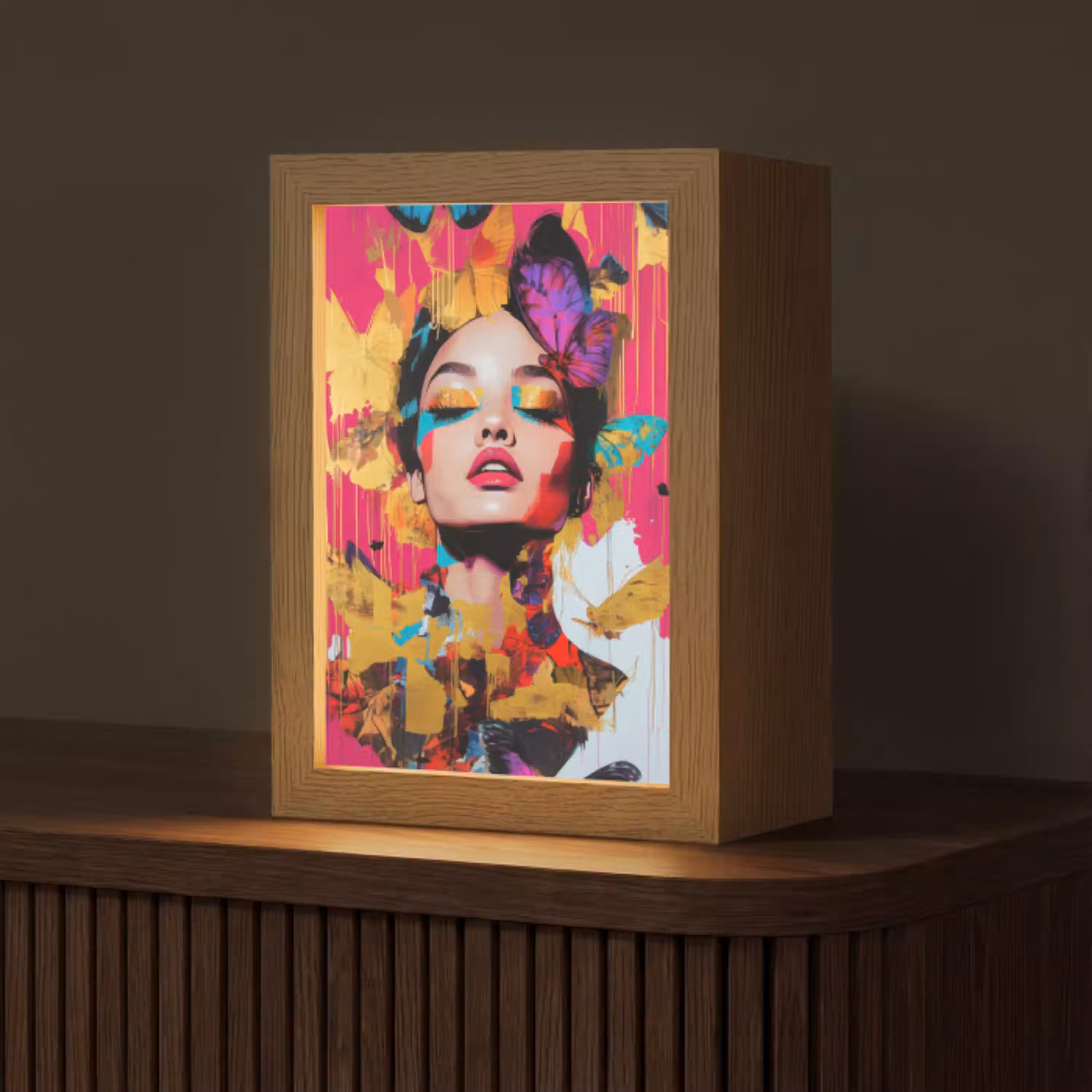 Vrouw - Abstract - Kleurrijk Light Box met kabel (Tafellamp) klein -z3d_website