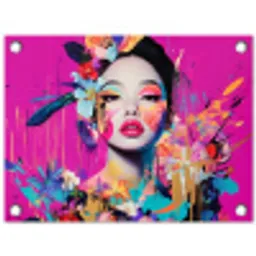 Vrouw - Portret - Abstract - Paars tuinposter los doek klein -3d