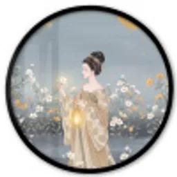 Aziatisch - Vrouw - Kimono Fotolijst rond zonder passe partout klein -3d