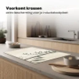 Japandi - Bamboe - Beige Inductie beschermer vinyl 3mm klein -sfeer1