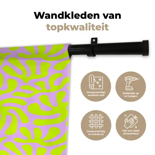 Organisch - Lila - Groen - Patroon Wandkleed katoen klein 269 -sfeer2