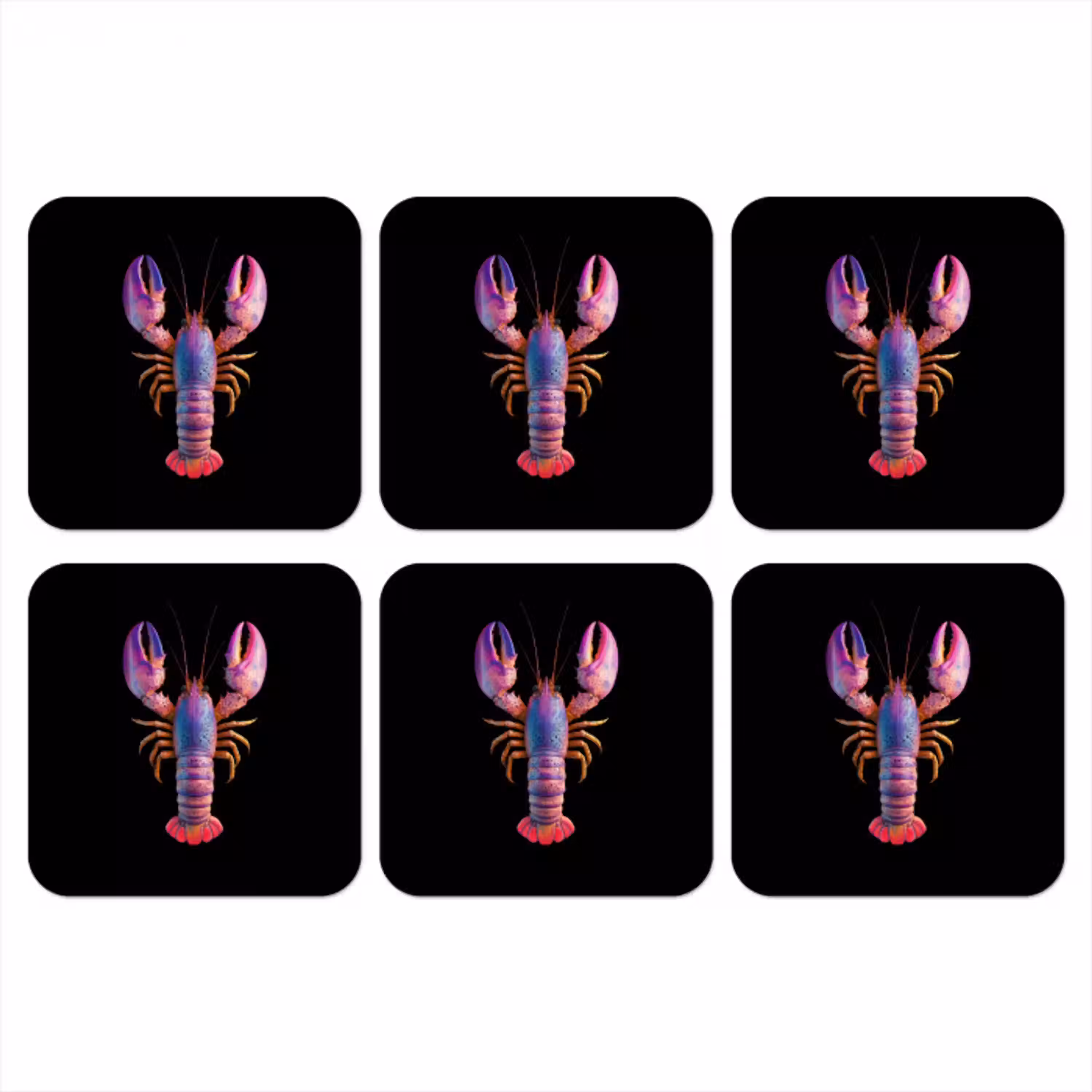 Kreeft - Paars - Roze - Zwart - Stippen - Lila onderzetter kurk middel -3d