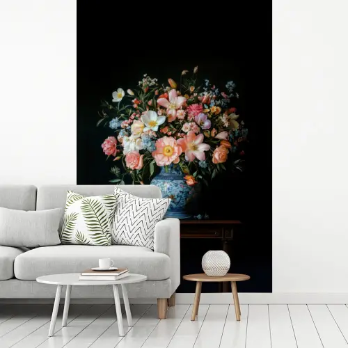 Roze - Bloemen - Vaas - Kleuren fotobehang vinyl groot -woonkamer