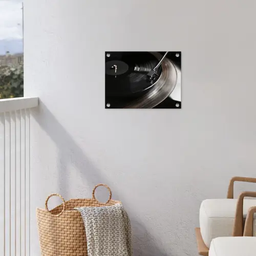 Close-up - Vinylplaat - Platenspeler - Zwart tuinposter los doek klein -sfeer8