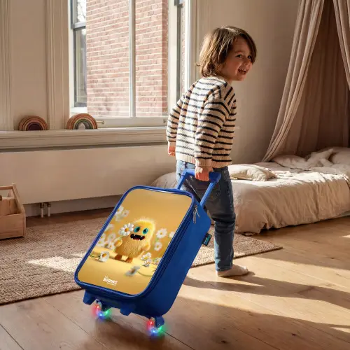 Monster - Wezen - Bloem - Geel Kinderkoffer - Blauw klein -sfeer1