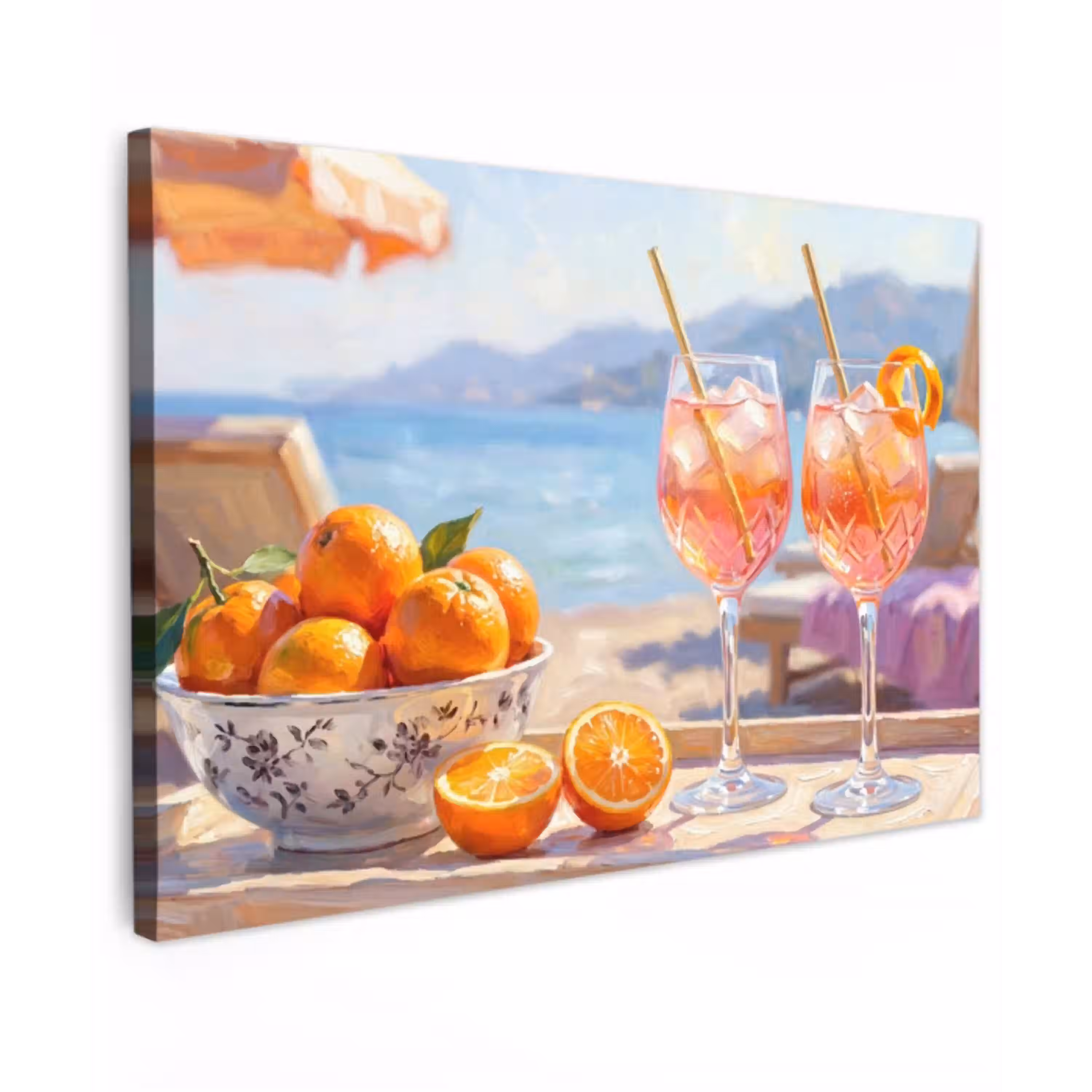 Drank - Glazen - Strand - Zomer - Oranje canvas 2cm klein -z3d