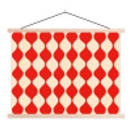 Golvend patroon - Retro - Rood - Beige textielposter latten blank klein 122 -3d