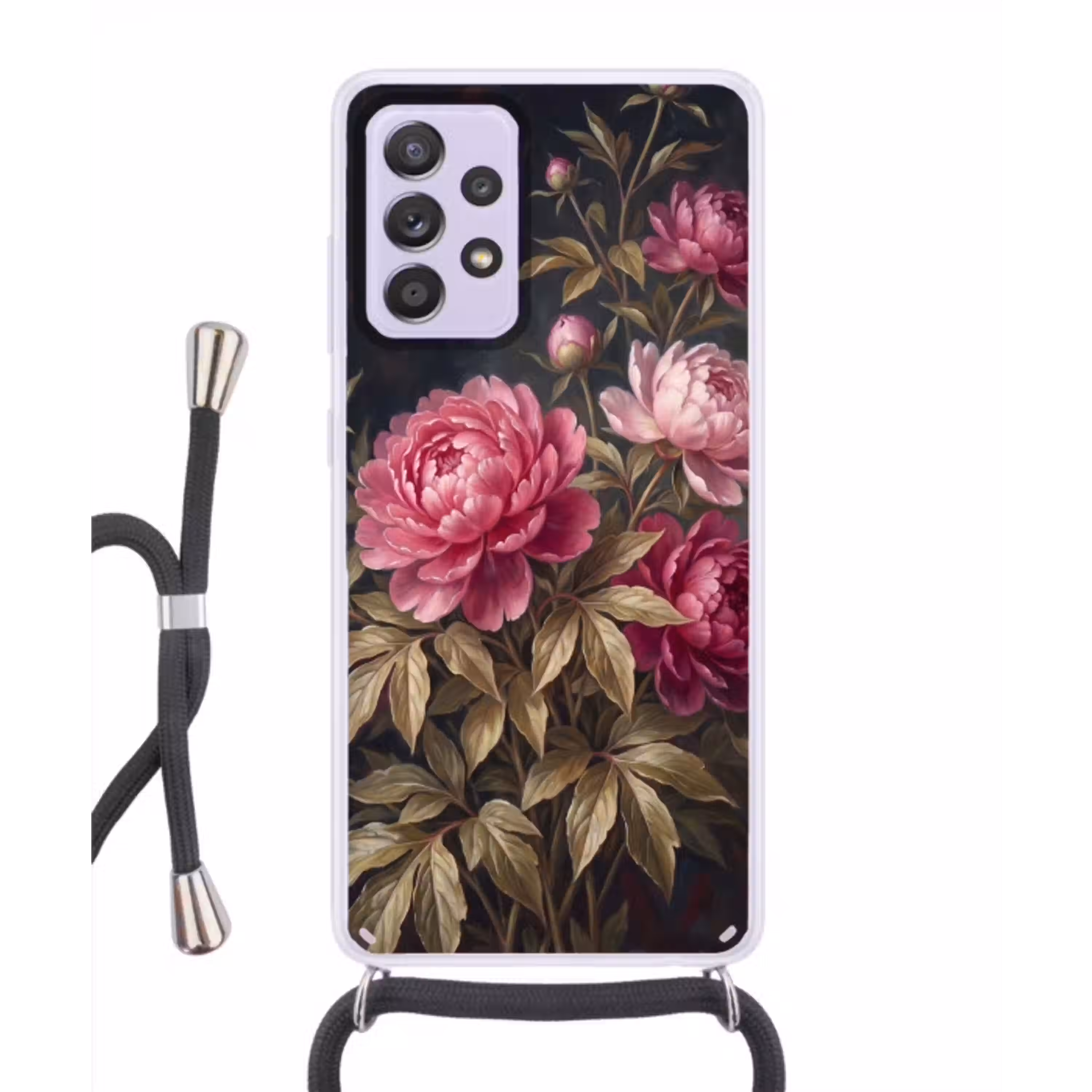 Bloemen - Roze - Klassiek - Natuur Hoesje Samsung Galaxy A52 5G met koord klein -3d