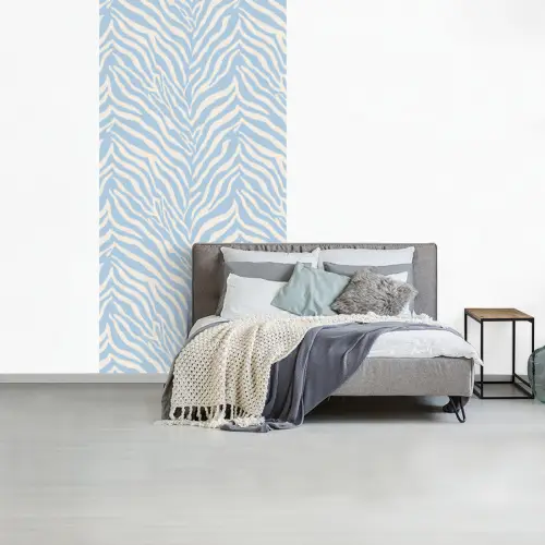 Zebra - Motief - Blauw - Wit fotobehang vinyl groot 64 -slaapkamer