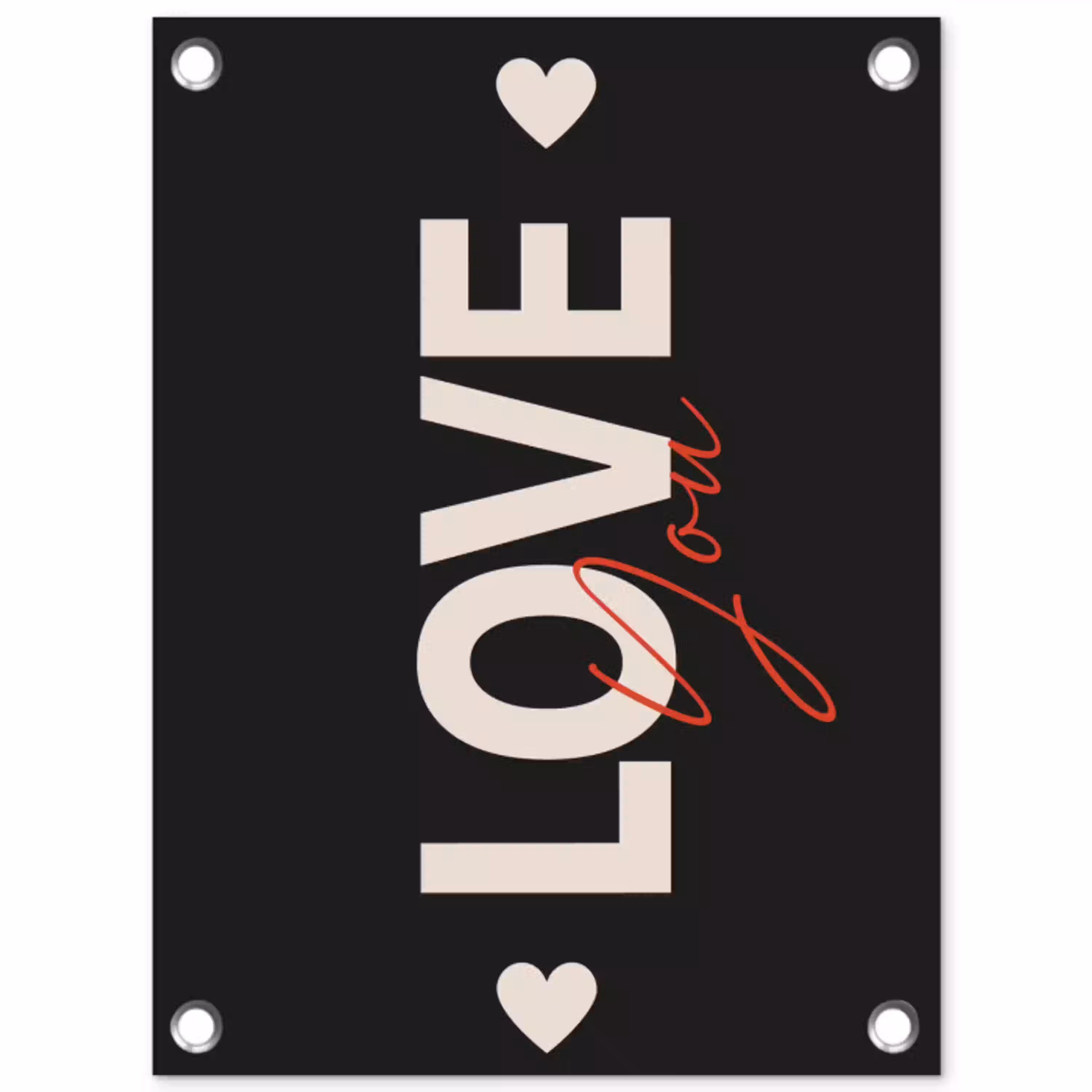 Love - Rood - Valentijn tuinposter los doek klein -3d