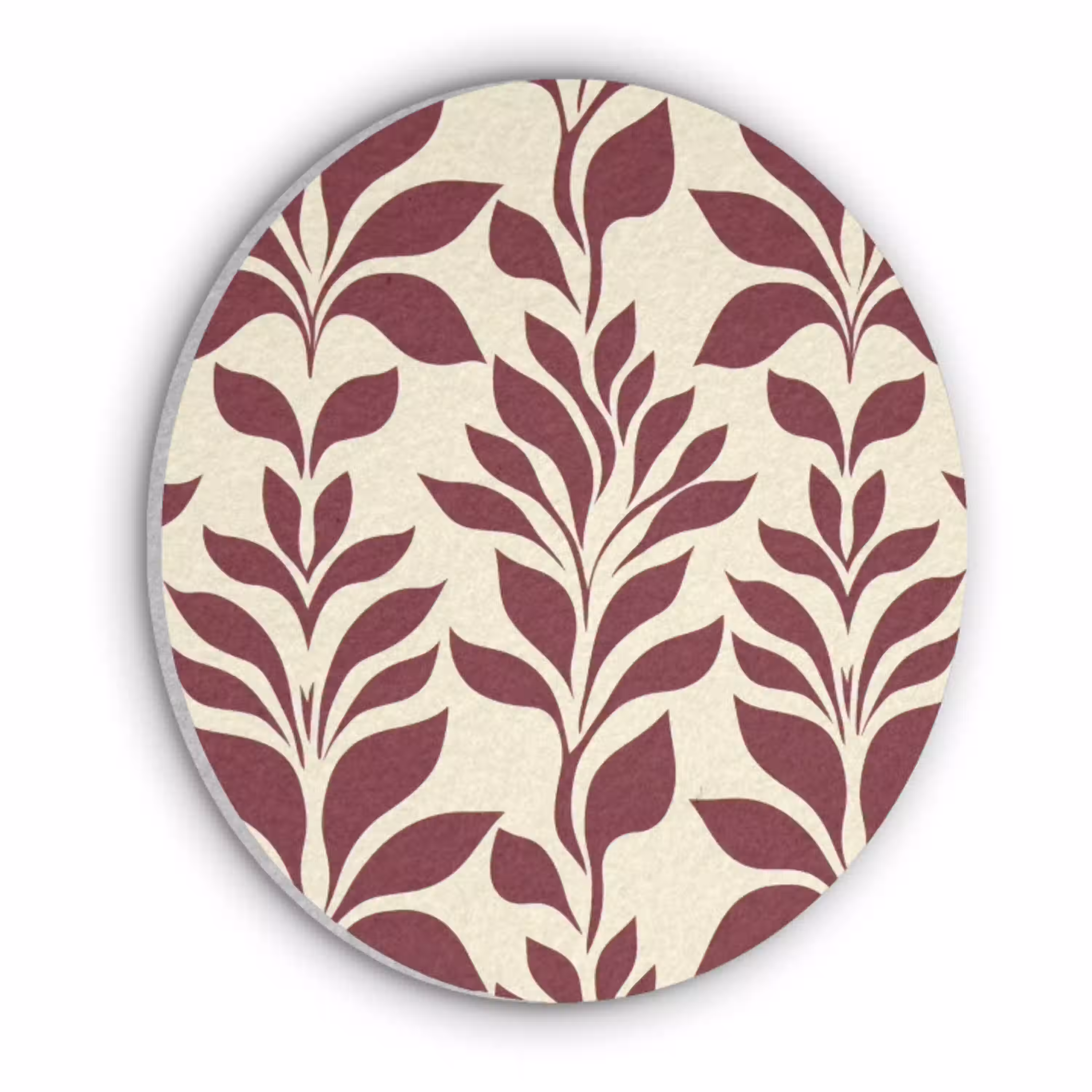 Abstract - Bladeren - Burgundy Akoestische PET Vilt - Rond klein 838 -3d