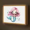 Zeemeermin - Roze - Luchtbellen Light Box met batterij (Wandlamp kind) middel -z3d_website